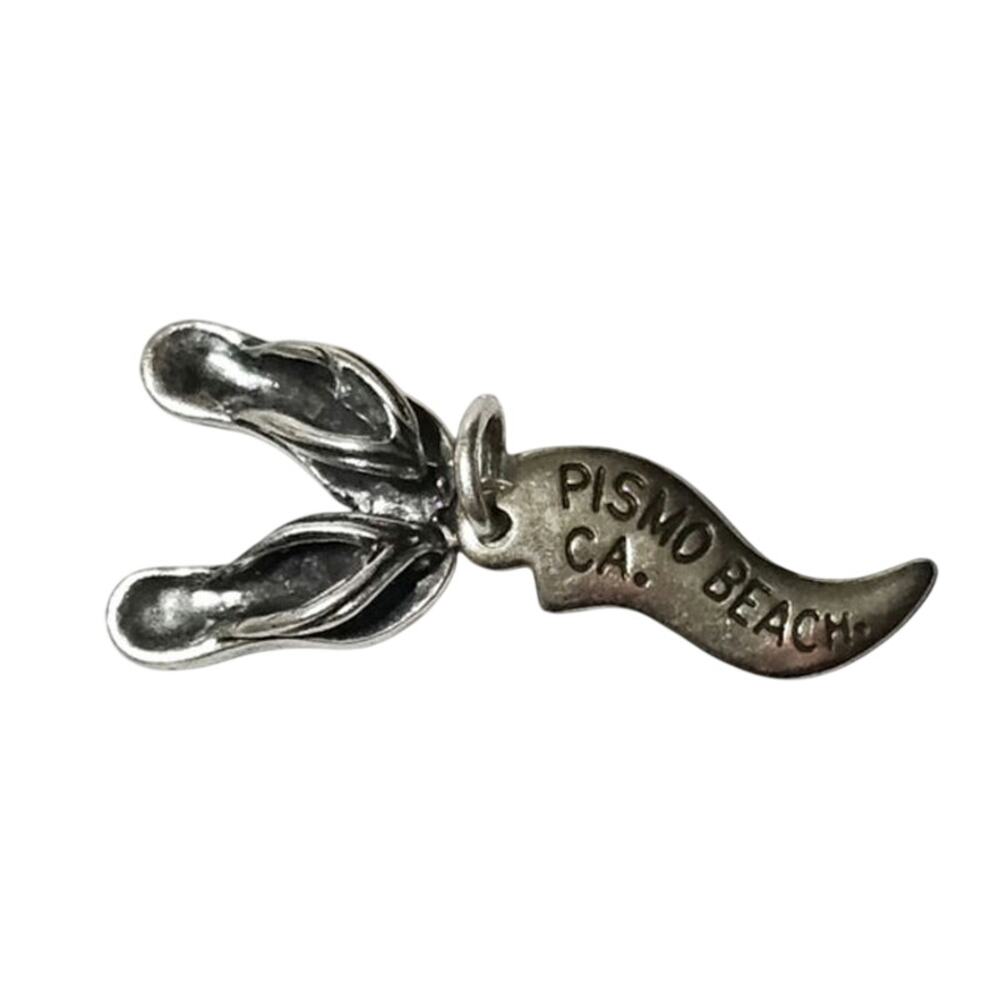 Vintage Sterling Silver Pismo Beach Flip Flops Charm Wheelers Mfg